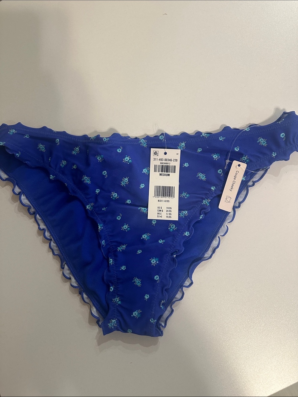 Hollister Blue Floral Ruffled Bikini Panty
